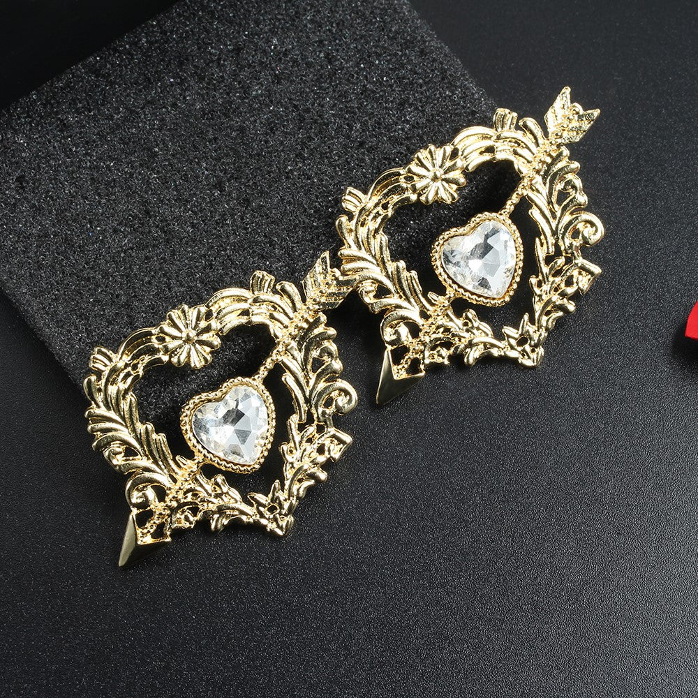 Stunning Crystal Cupid Arrow Heart Stud Earrings- Gold or Silver