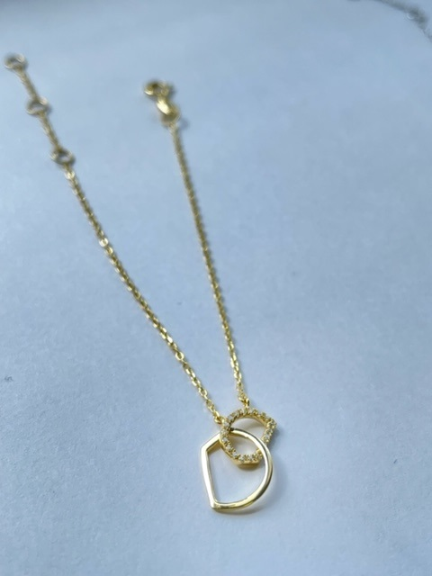 Sterling Silver S925 Linked Initial Letter D Bracelet - Gold or Silver Tone
