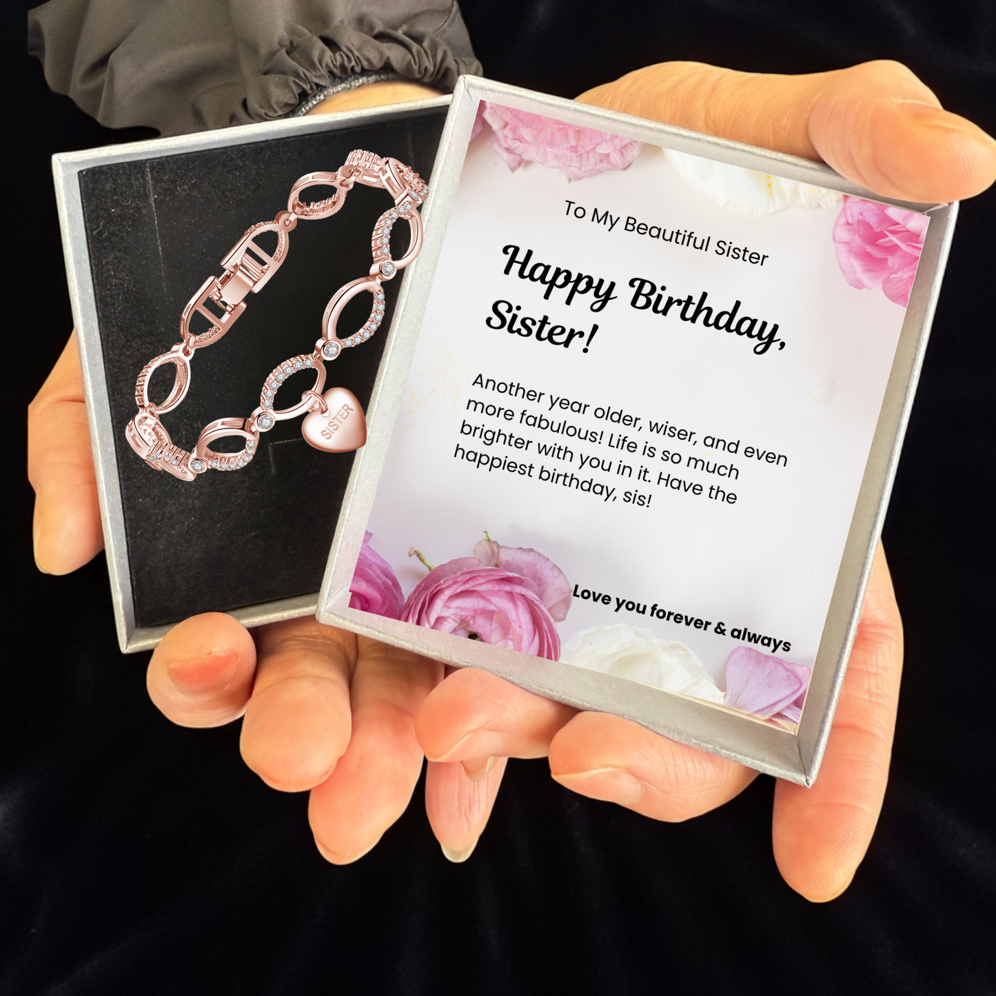 Multi-Link Infinity Sister Bracelet with Message Card