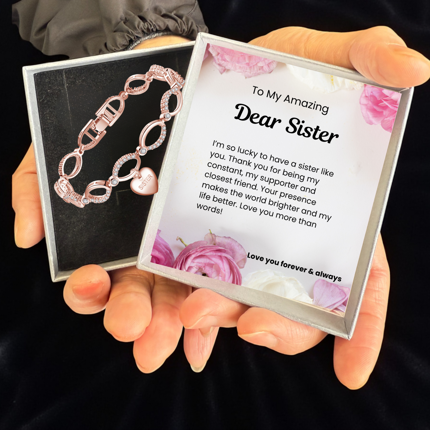 Multi-Link Infinity Sister Bracelet with Message Card
