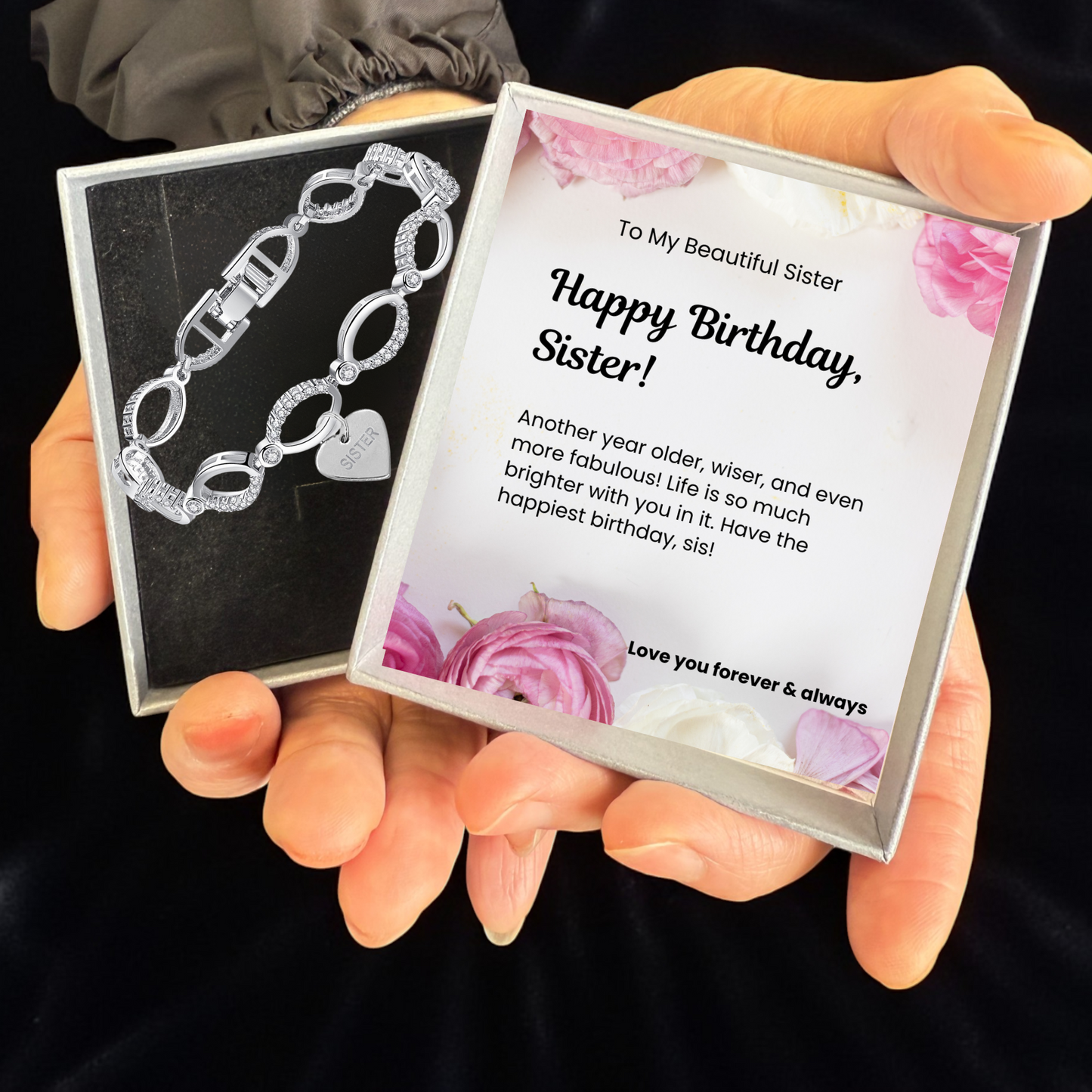 Multi-Link Infinity Sister Bracelet with Message Card