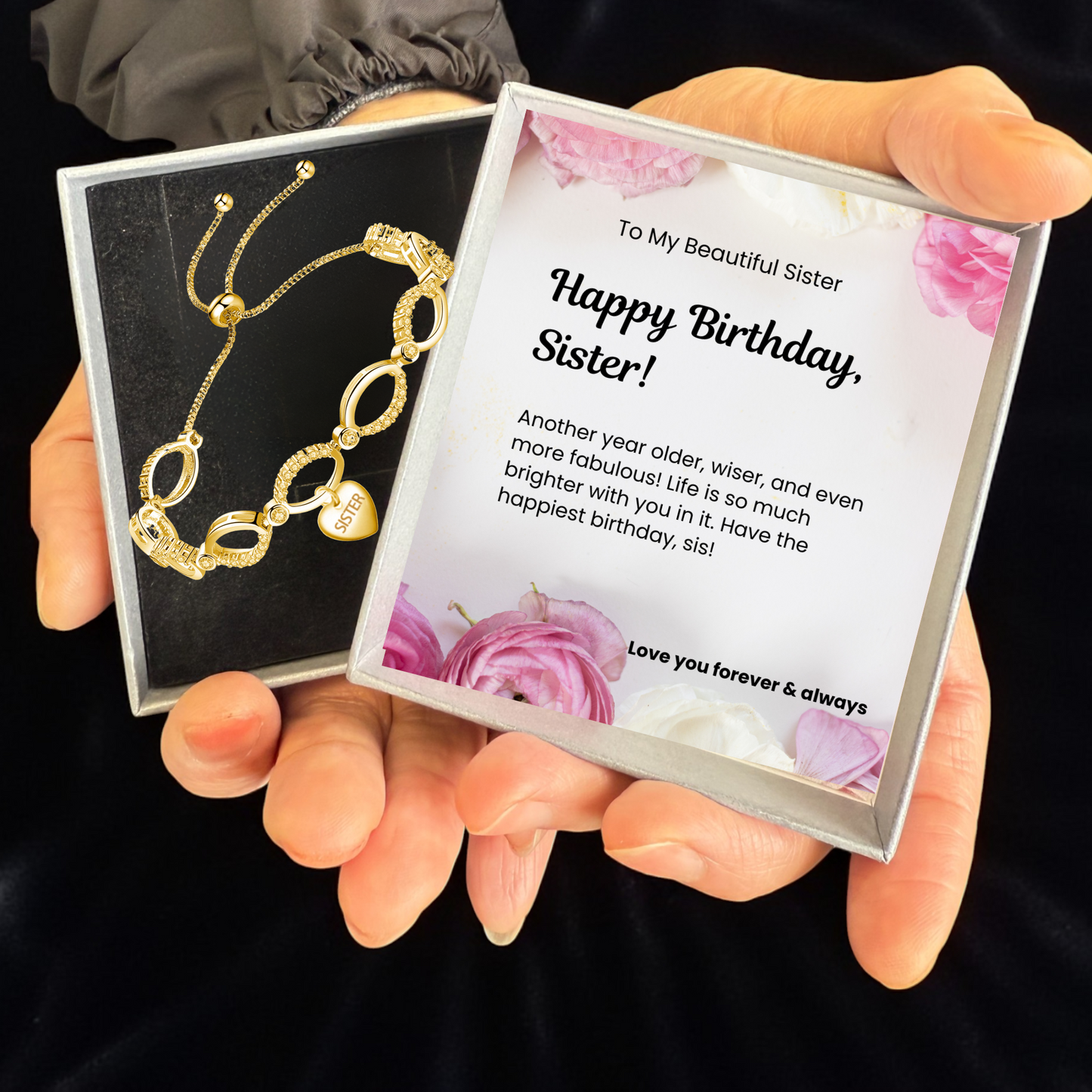 Multi-Link Infinity Sister Bracelet with Message Card
