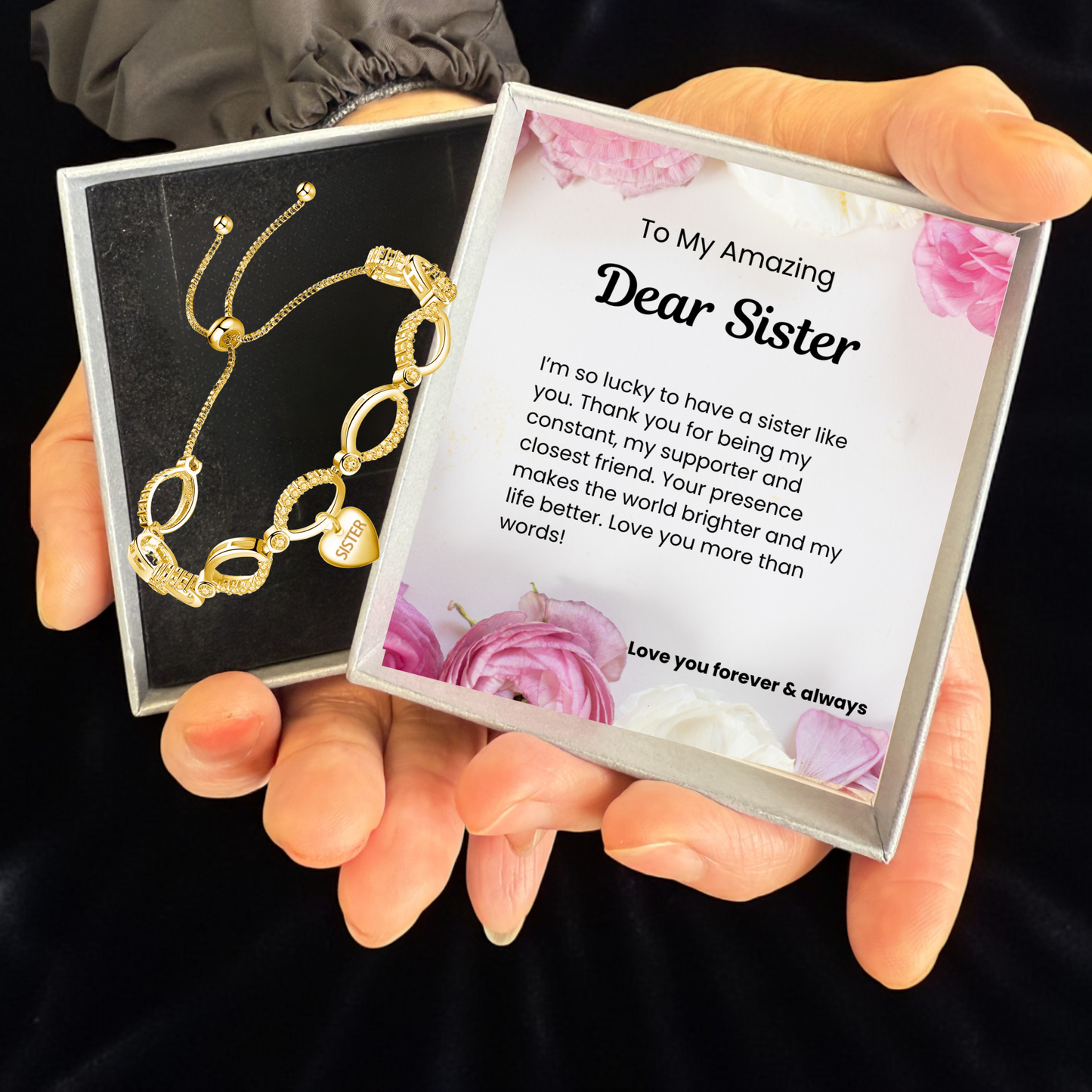 Multi-Link Infinity Sister Bracelet with Message Card