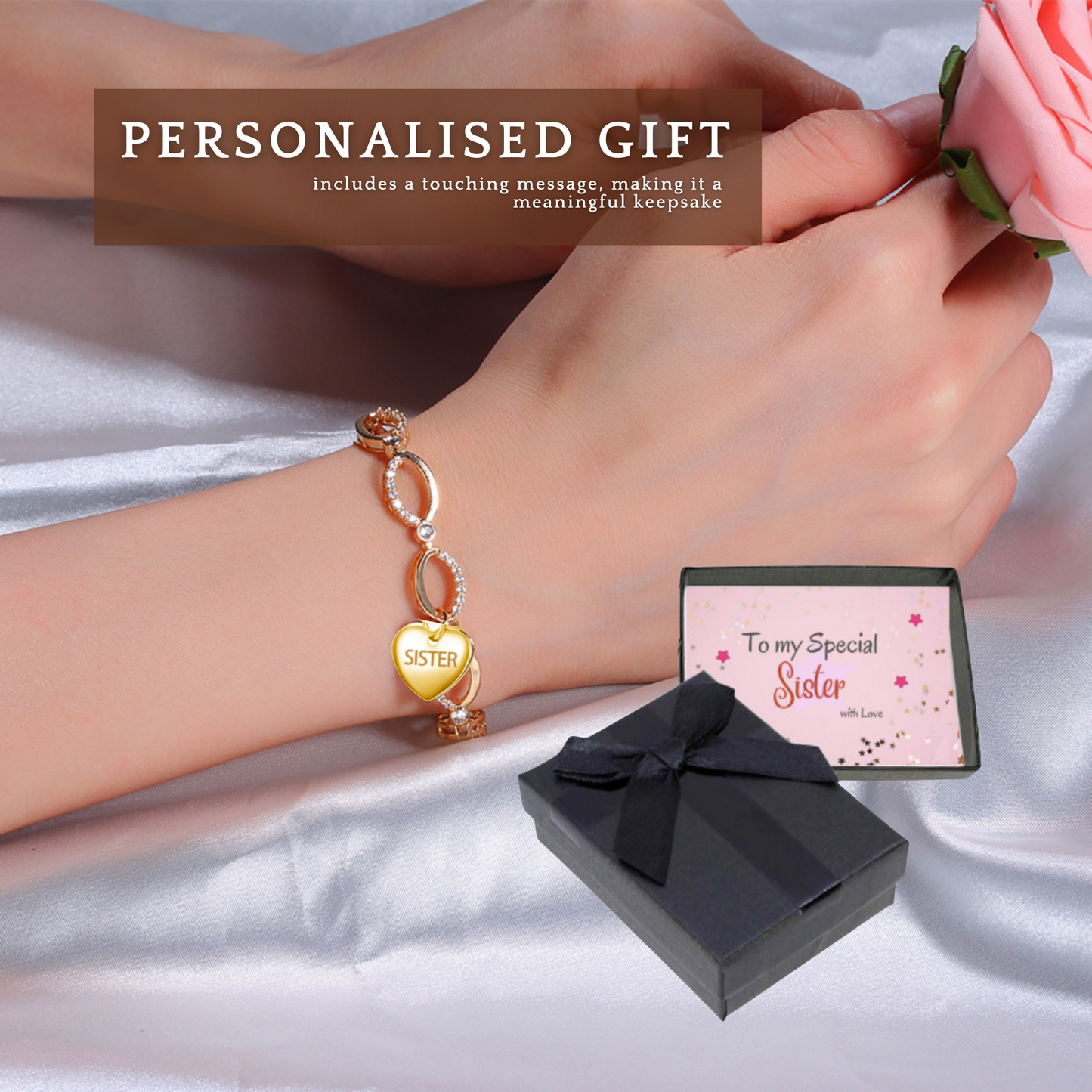 To Sister Bracelet Tag + Message Box