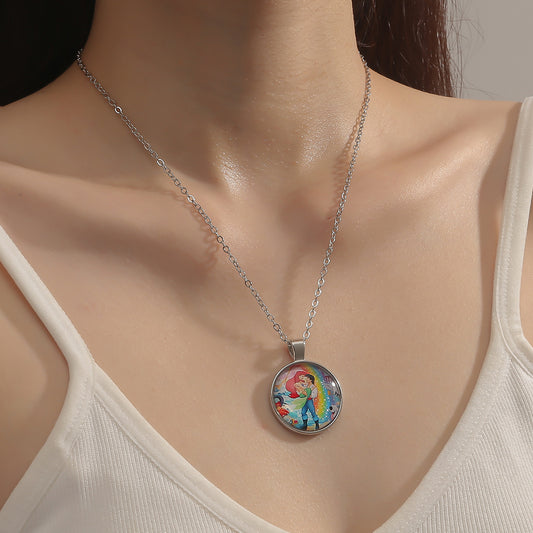The Little Mermaid Ariel and Eric Pendant Necklace