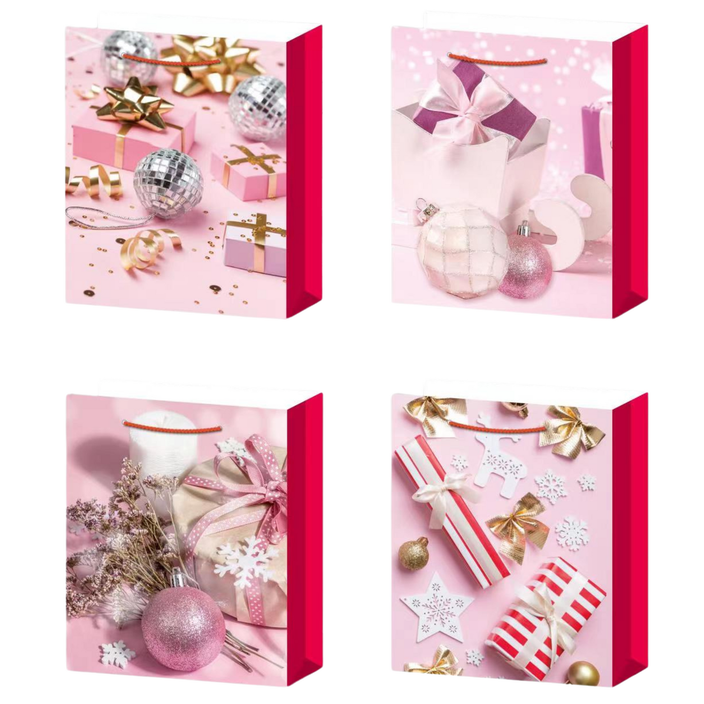 Christmas Theme Shopping Gift Present Premium Paper Tote Carry Bags Mixed 10PC
