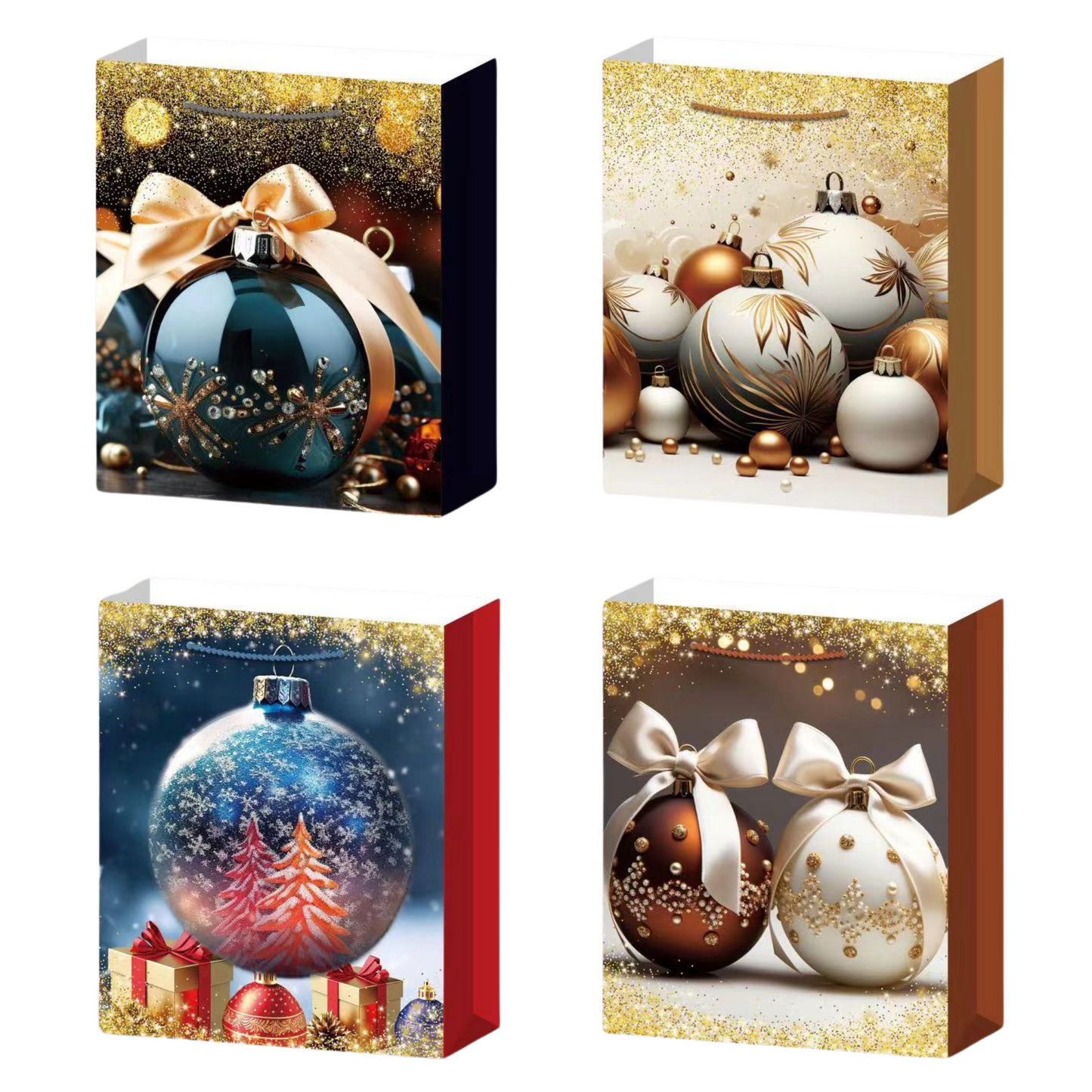 Christmas Theme Shopping Gift Present Premium Paper Tote Carry Bags Mixed 10PC