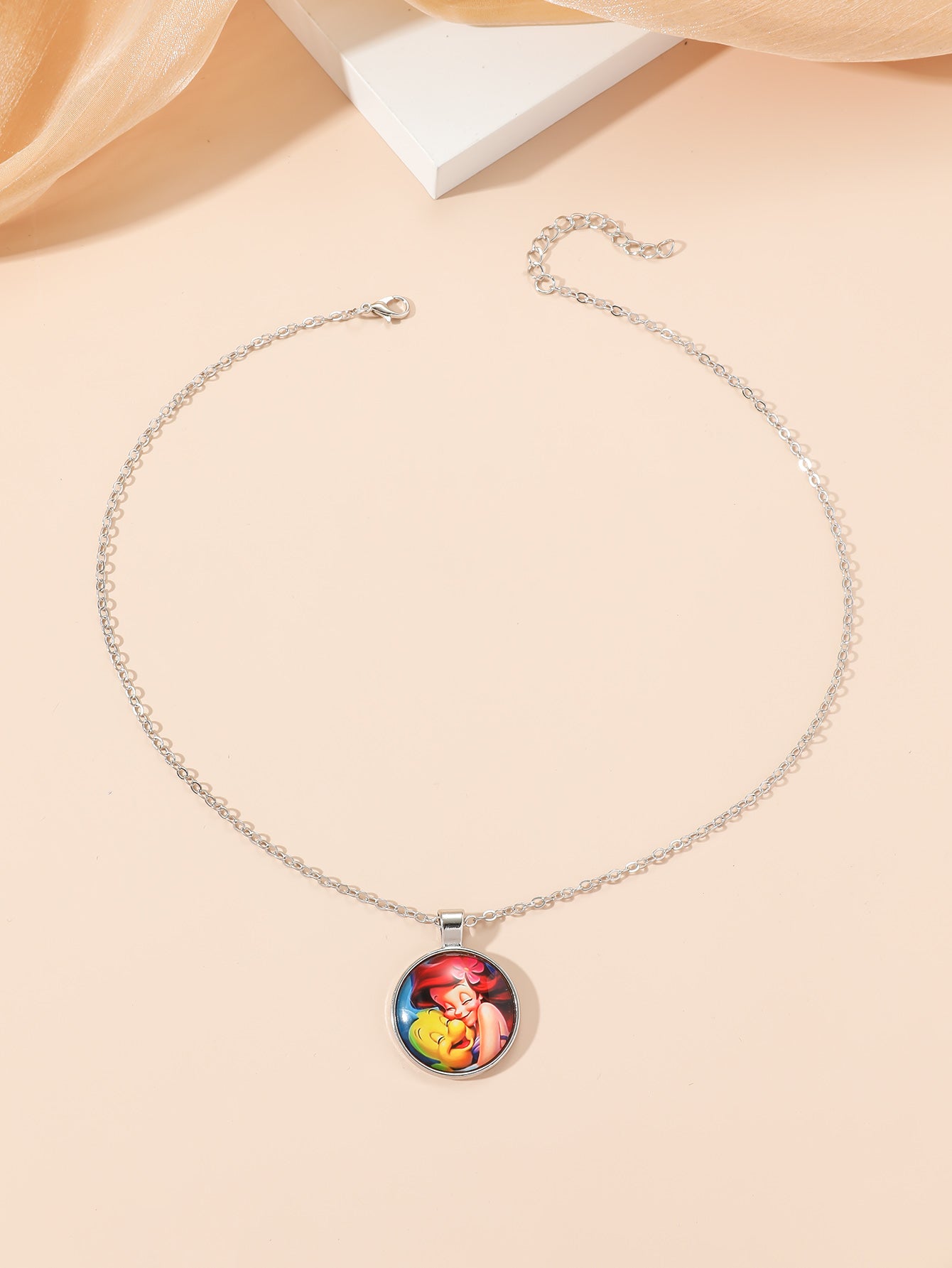 The Little Mermaid Ariel and Flounder Pendant Necklace