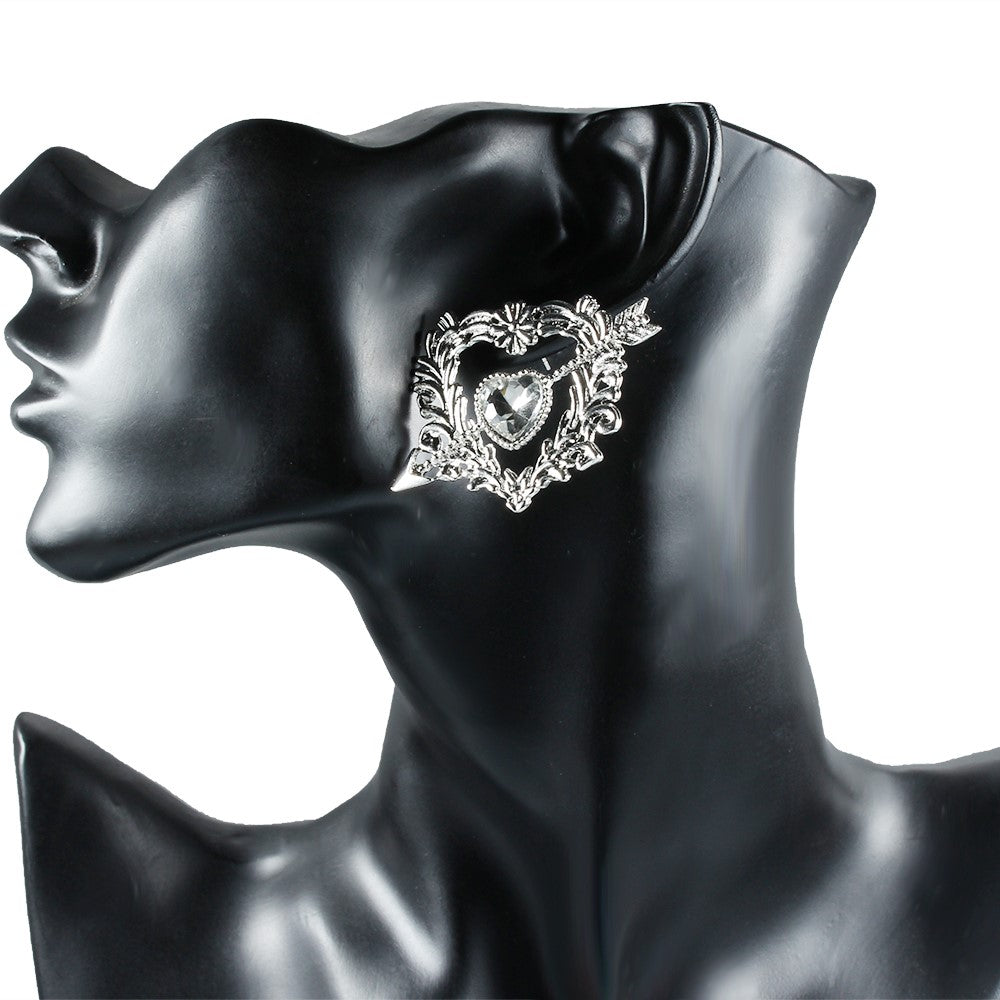 Stunning Crystal Cupid Arrow Heart Stud Earrings- Gold or Silver