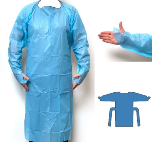 50pc Waterproof Dental Hairdresser Disposable Protective Gown Apron Thumb-Loops