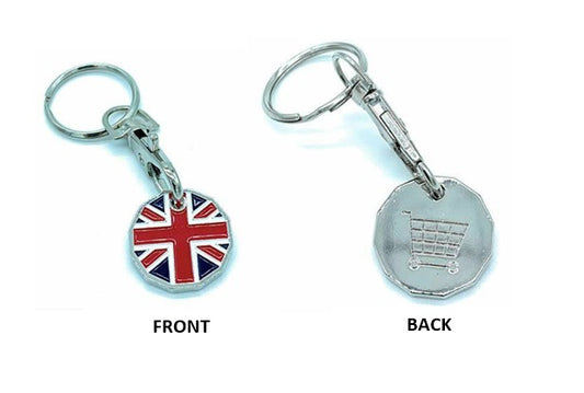 50pc Union Jack Queen's Platinum Jubilee Trolley Coin Token Keyring Decoration Party