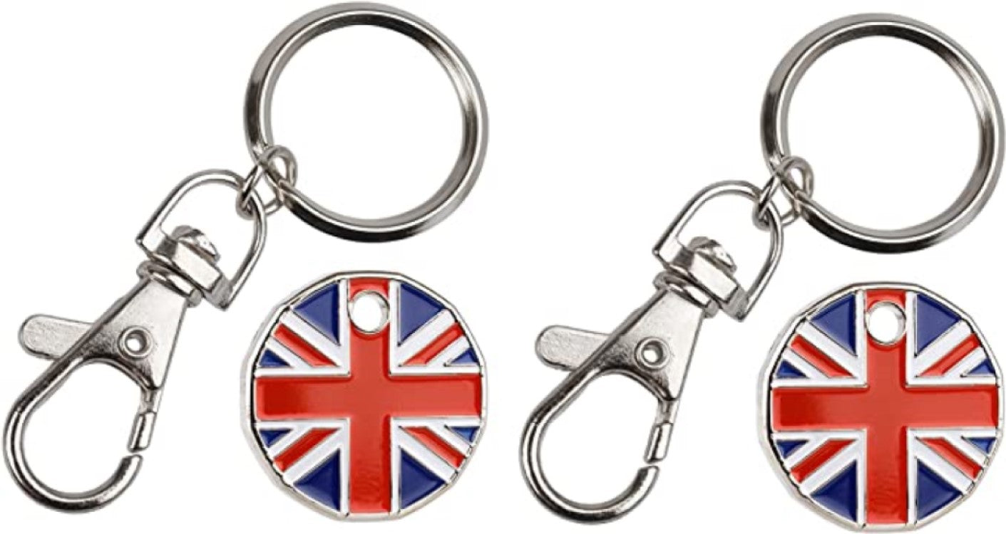 50pc Union Jack Queen's Platinum Jubilee Trolley Coin Token Keyring Decoration Party