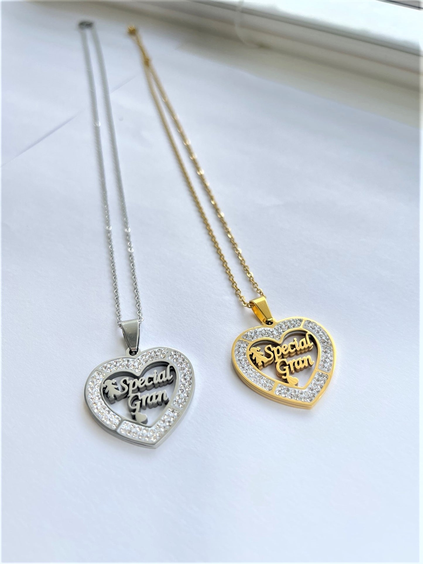 Stainless Steel Heart Shaped ‘Special Gran’ Pendant Necklace – Gold or Silver