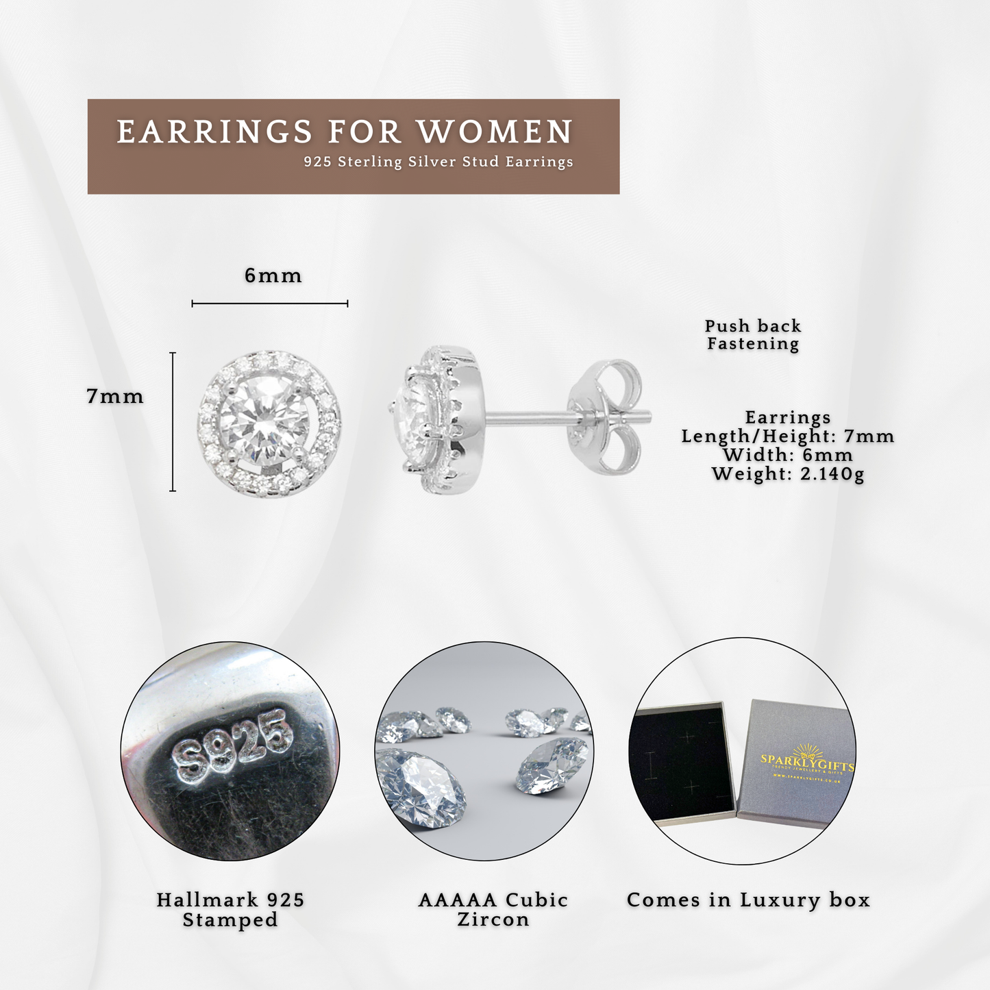 Sterling Silver Cubic Zirconia Halo 13mm Necklace and Stud Earring Set