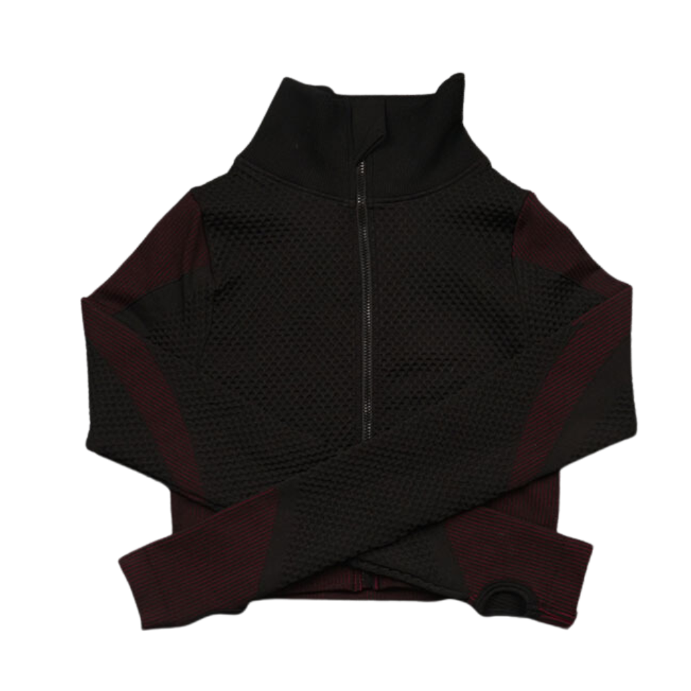 3 Pieces Yoga Gym Set Women Fitness Suit Leggings Jacket Bra in Red