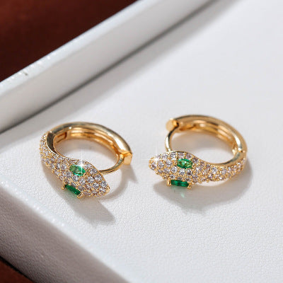 Sparkly Crystal Snake Huggies Earrings