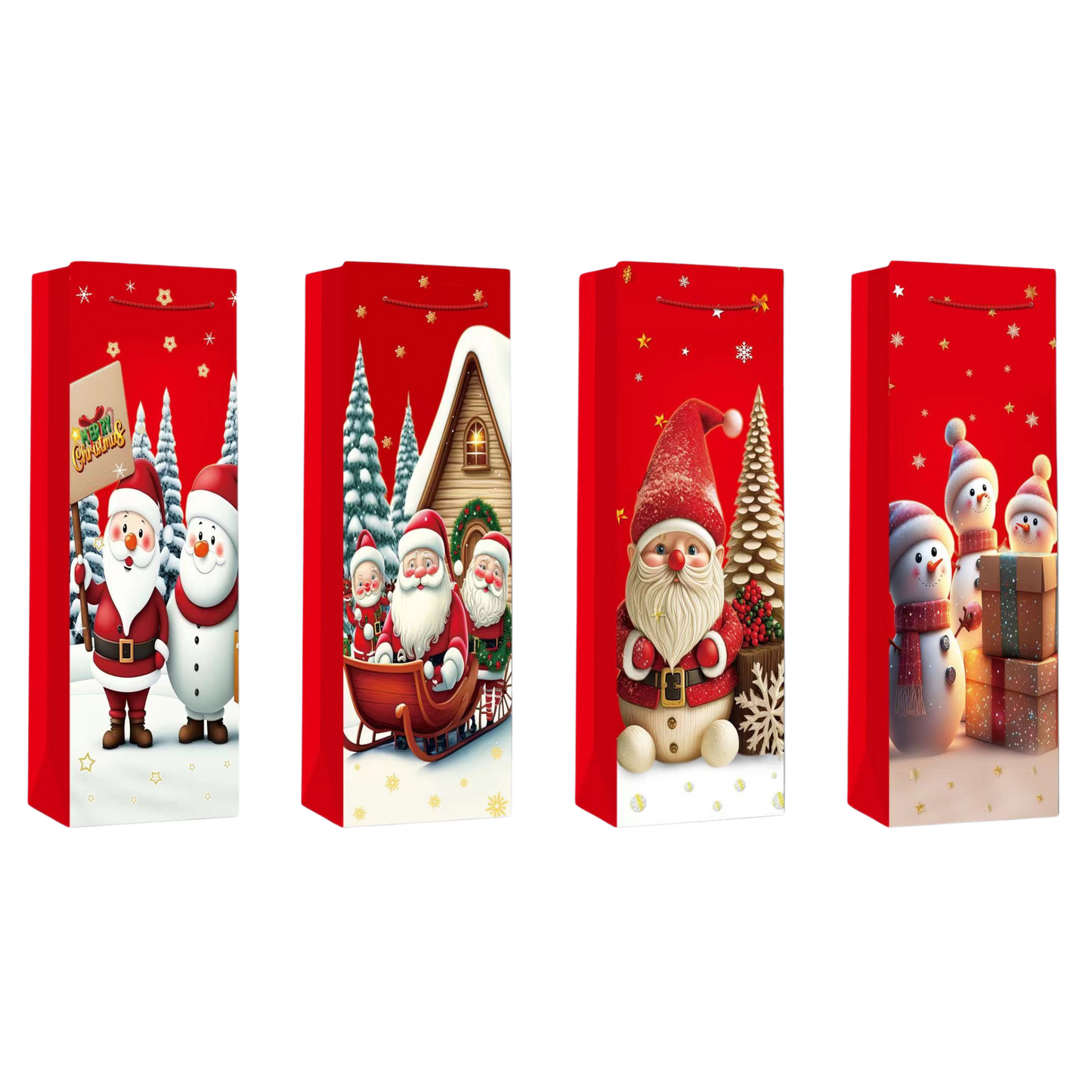 Christmas Theme Shopping Gift Present Premium Paper Tote Carry Bags Mixed 10PC