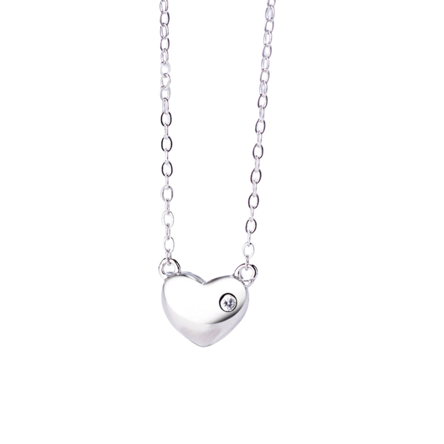 A Moissanite On The Heart Shape Silver Pendant Necklace