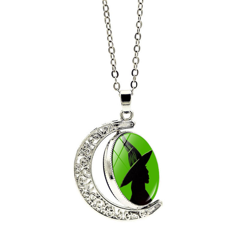 Wicked Witch Inspired Elphaba Glinda Friendship Stainless Steel Spinning Necklace