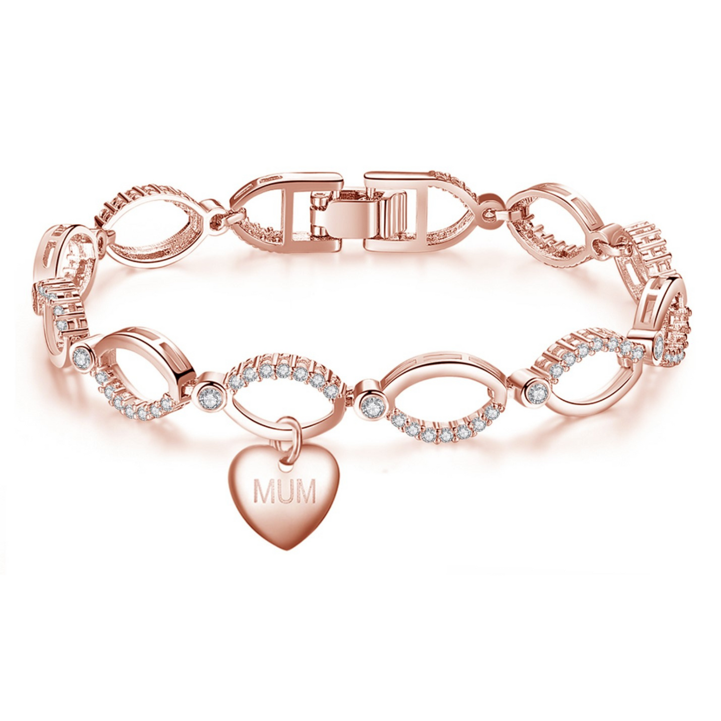 Rosegold Tone Multi-Link Infinity Bracelet with Premium Crystal