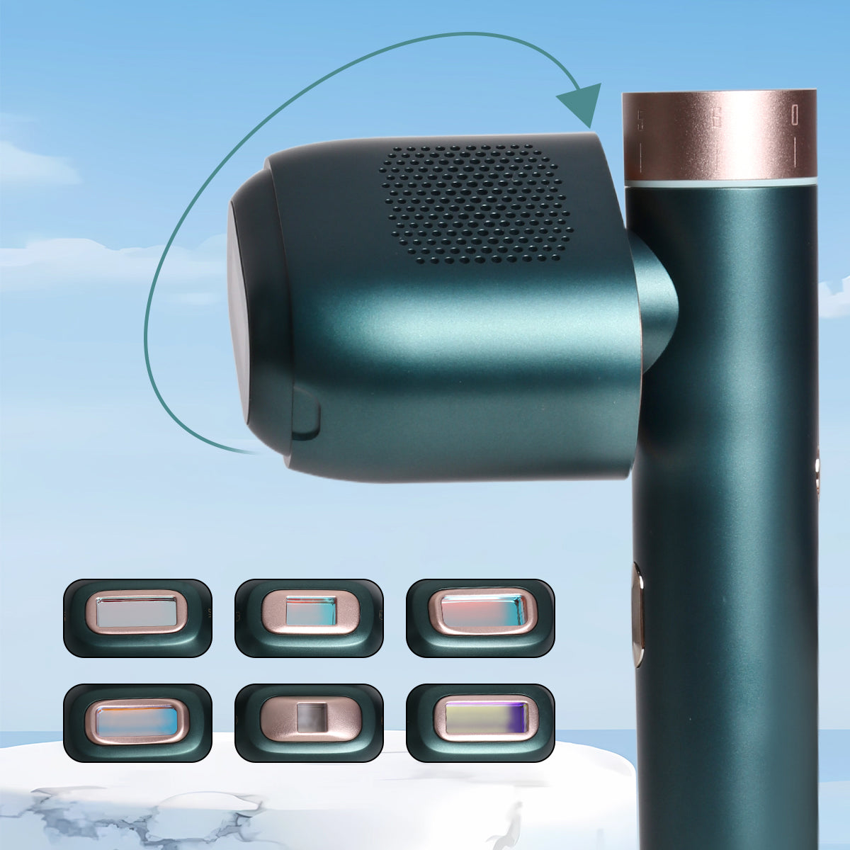 Aolemon 330° Rotation Head IPL Laser Hair Remover - Painless Six Heads Permanent Hair Reduction Salon-Quality