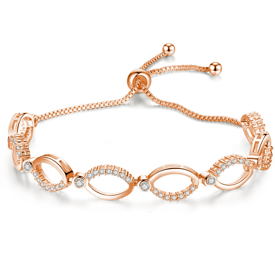 Rosegold Tone Multi-Link Infinity Bracelet with Premium Crystal