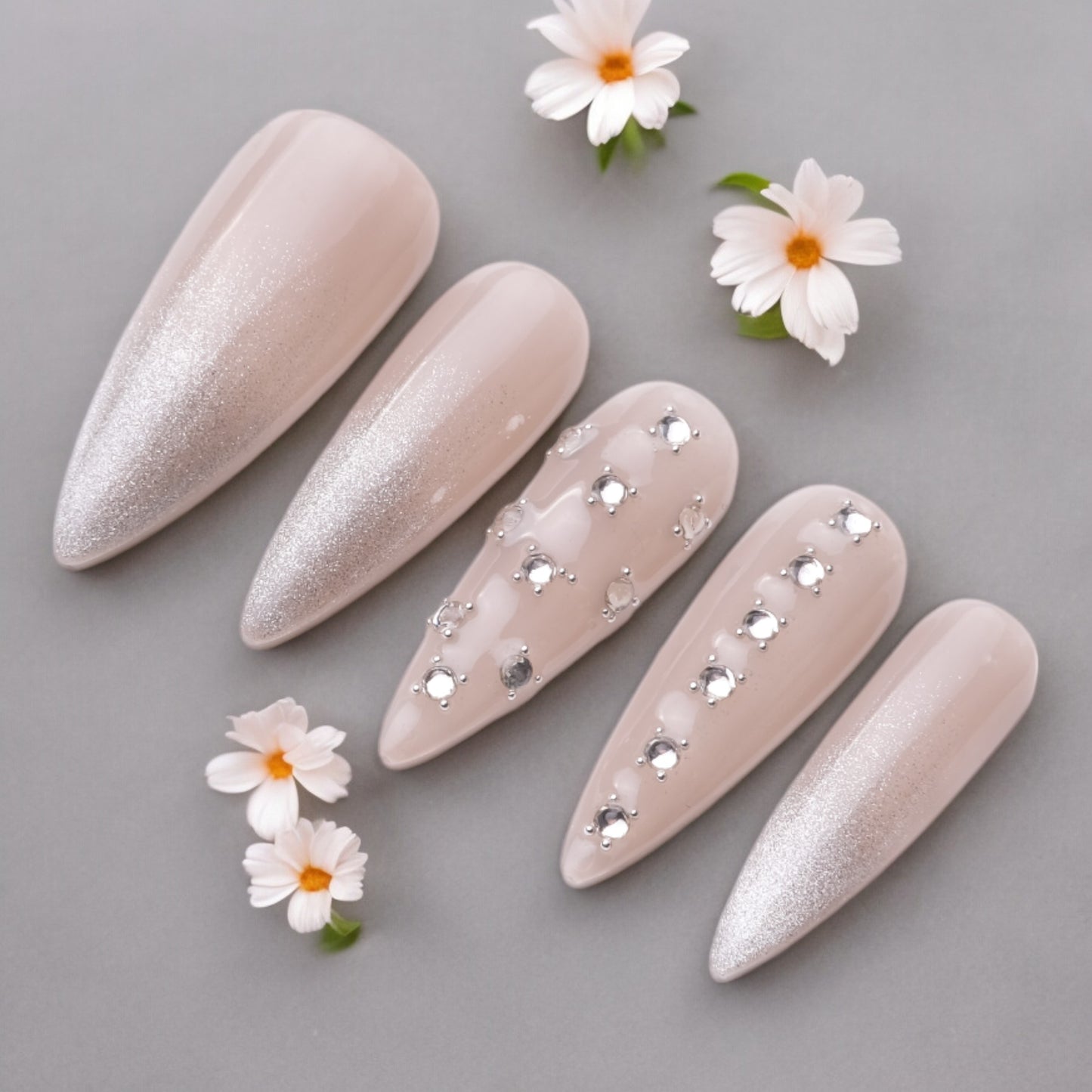 Diamond Fizz Long Stilleto Handmade Press on Nails