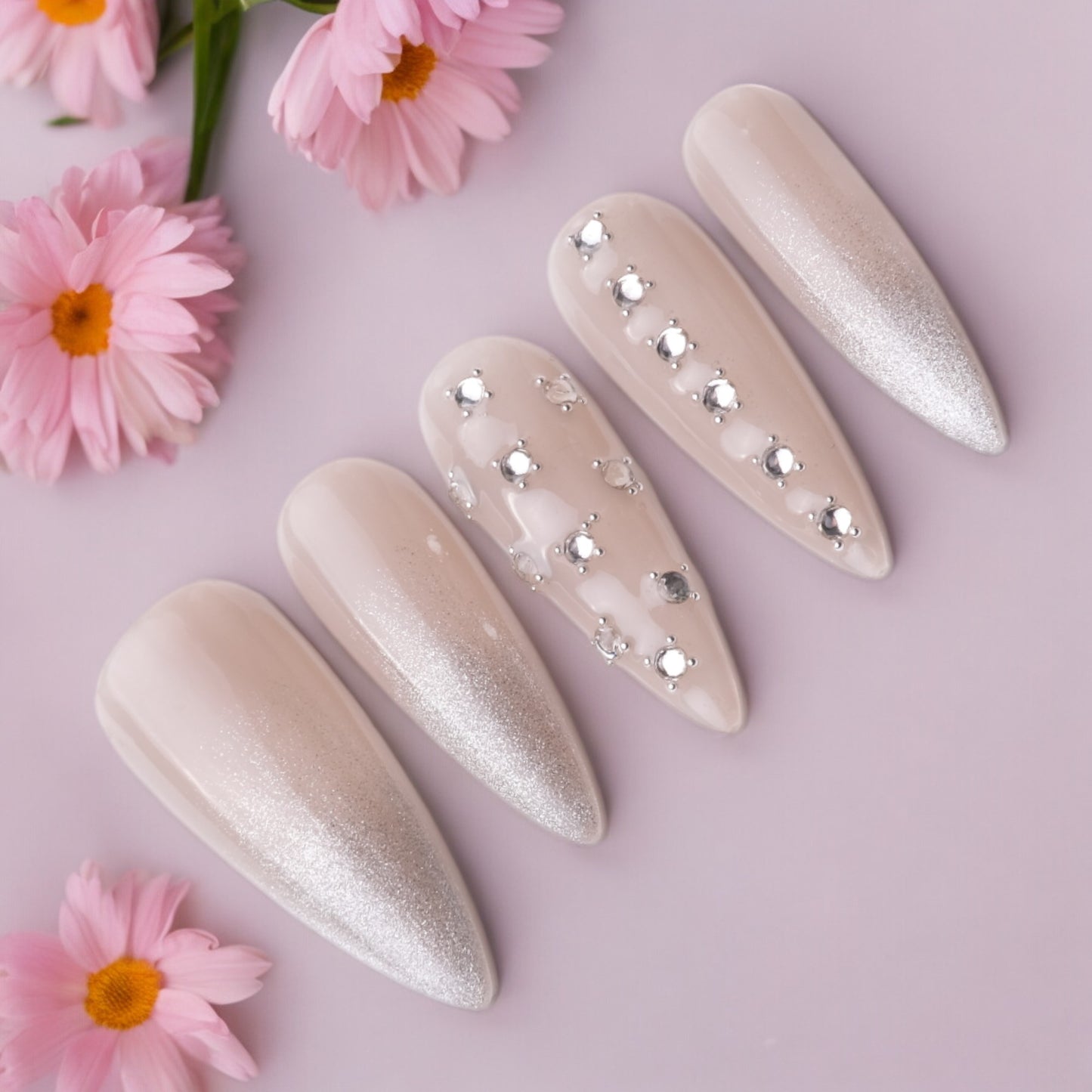 Diamond Fizz Long Stilleto Handmade Press on Nails