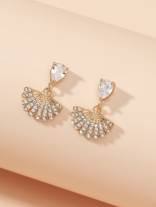 Fan Shaped Drop Crystal Earrings