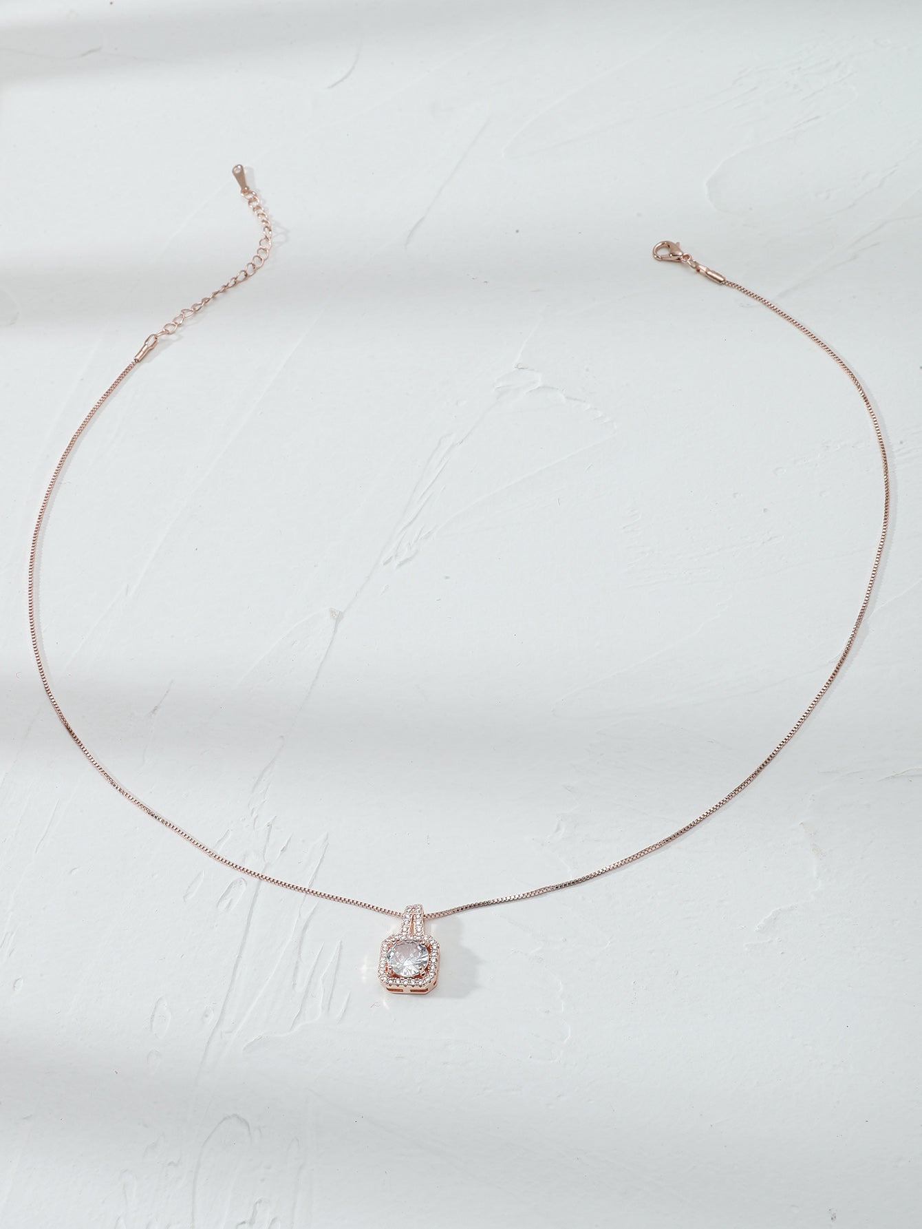 Classy Square Rosegold Crystal Pendant