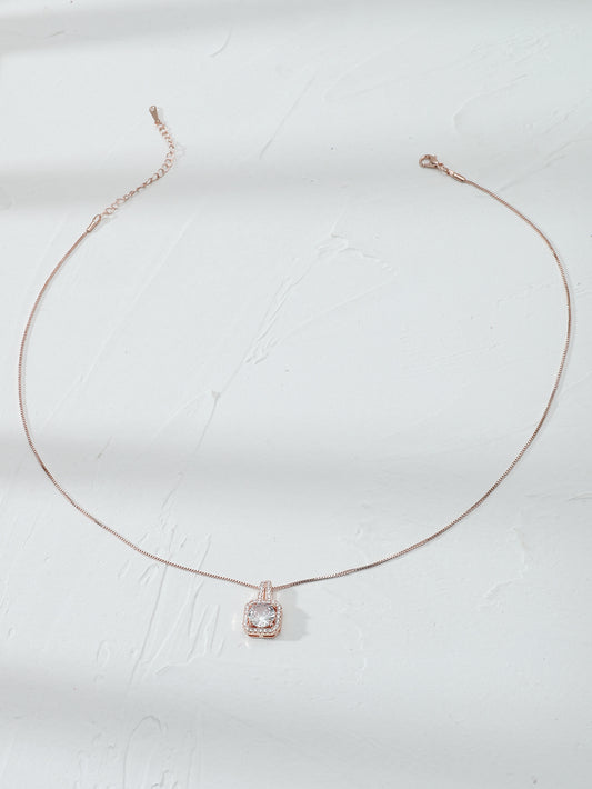 Classy Square Rosegold Crystal Pendant