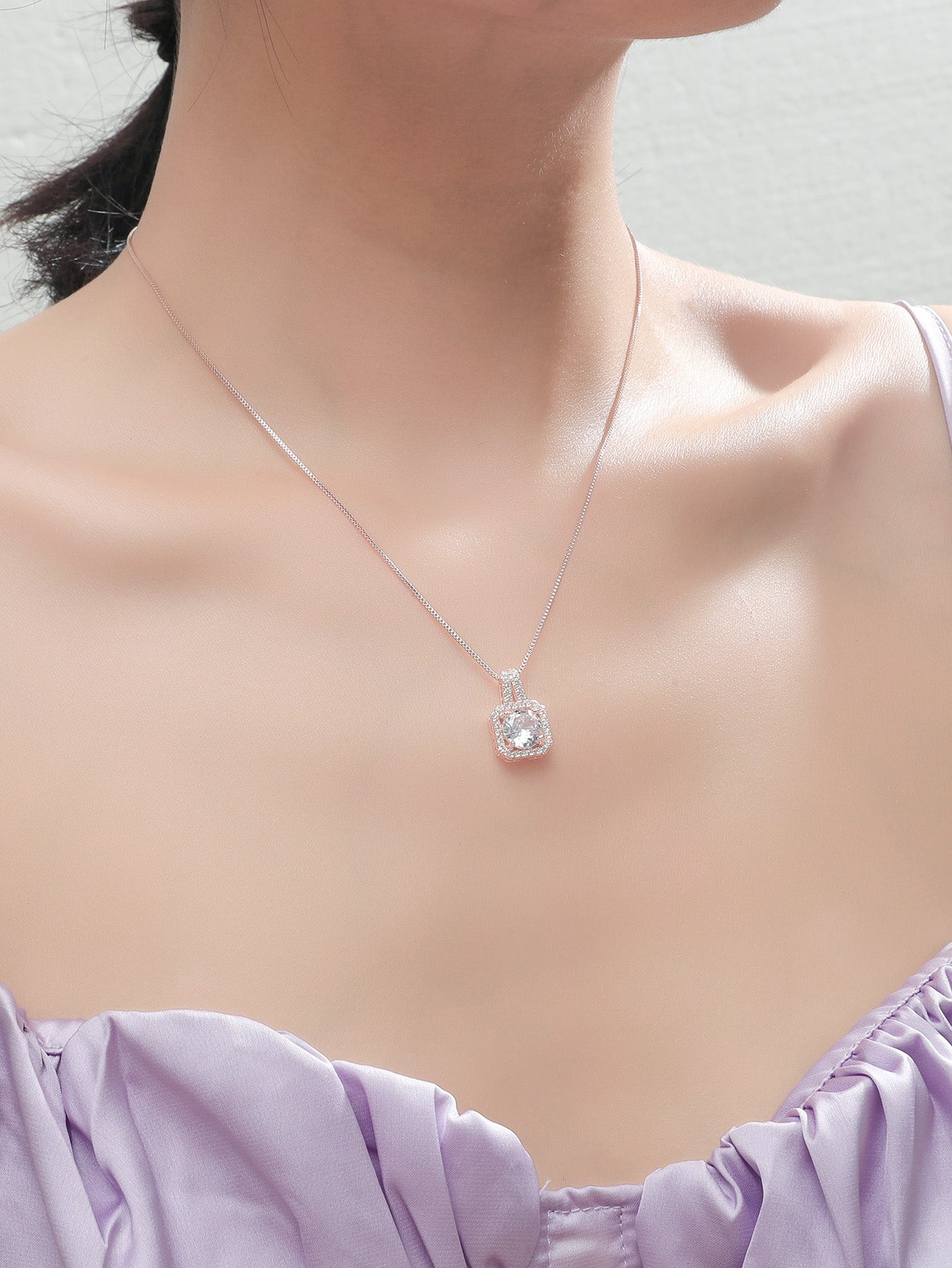 Classy Square Rosegold Crystal Pendant
