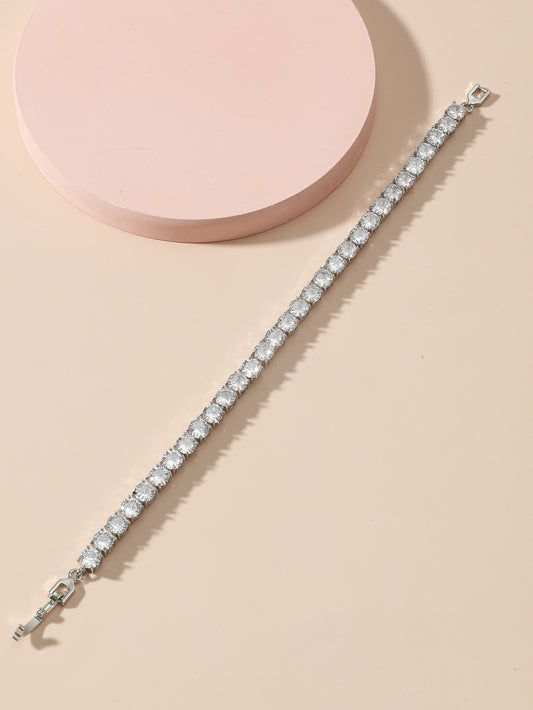 Tennis Bracelet with Clear Cubic Zirconia Crystals 31 Crystals