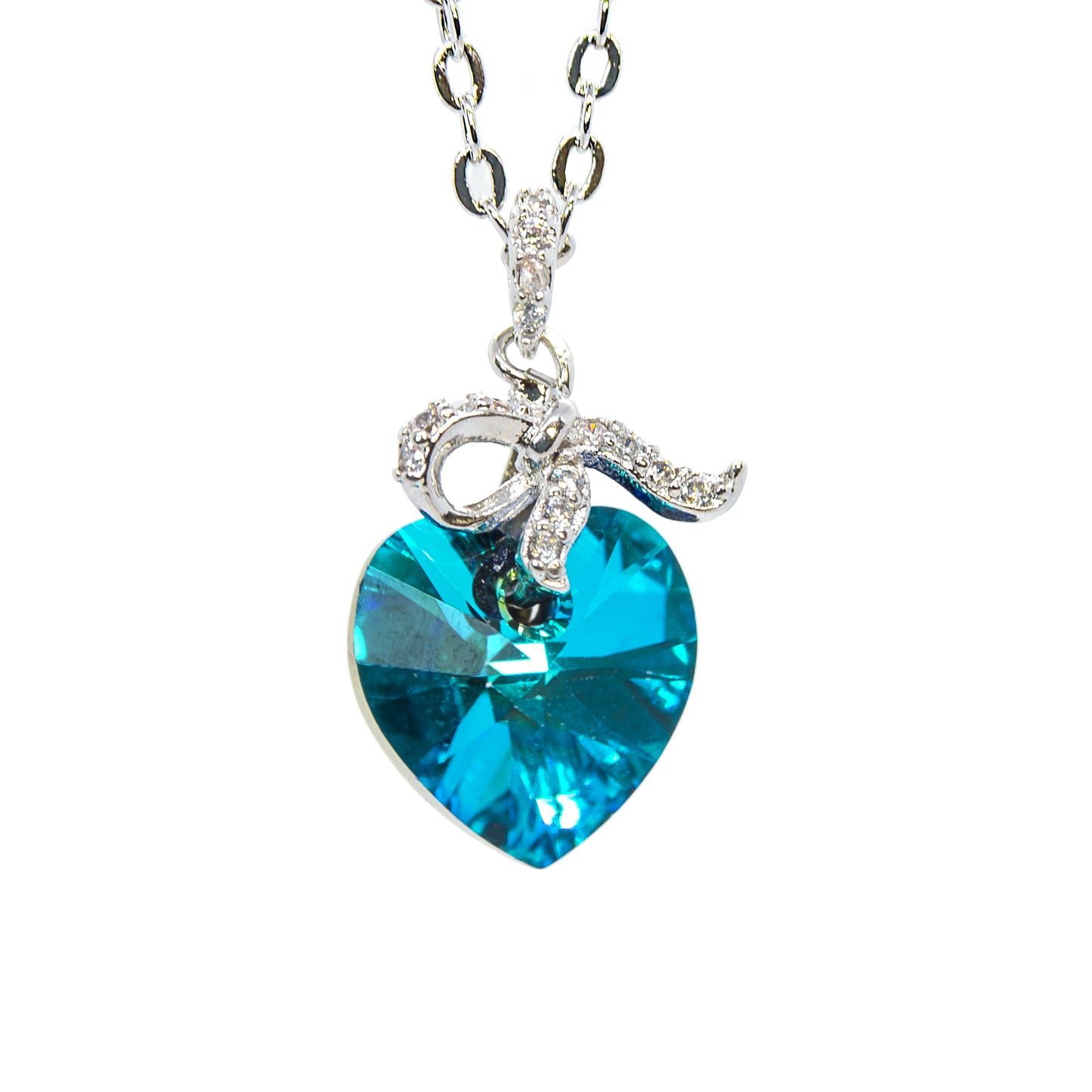 Crystal Heart Pendant from Premium & Silver Plated Necklace