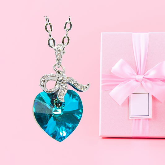 Crystal Heart Pendant from Premium & Silver Plated Necklace