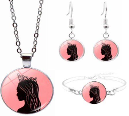 Wicked Witch Inspired Elphaba & Glinda Necklace, Earrings and Bracelet Tri Set 3pcs