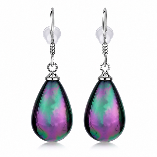 925 Sterling Silver Pearl Drop Earrings with Hallmarks