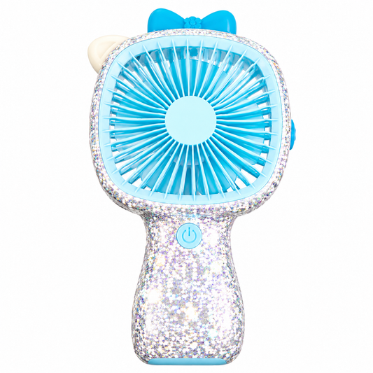 3-Speed Rechargeable Mini Fan with 6 LED Lights Sparkling Diamante Finish Portable Handheld Fan