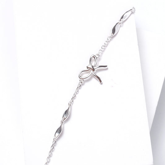 Sterling Silver Ribbon Bow Bracelet Adjustable Stamped Solid S925