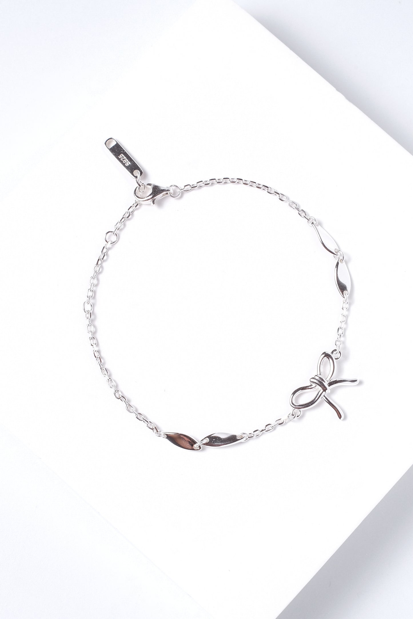 Sterling Silver Ribbon Bow Bracelet Adjustable Stamped Solid S925