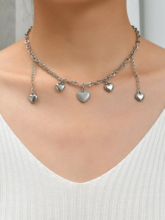 Love Heart Charms Pendants Choker Necklace