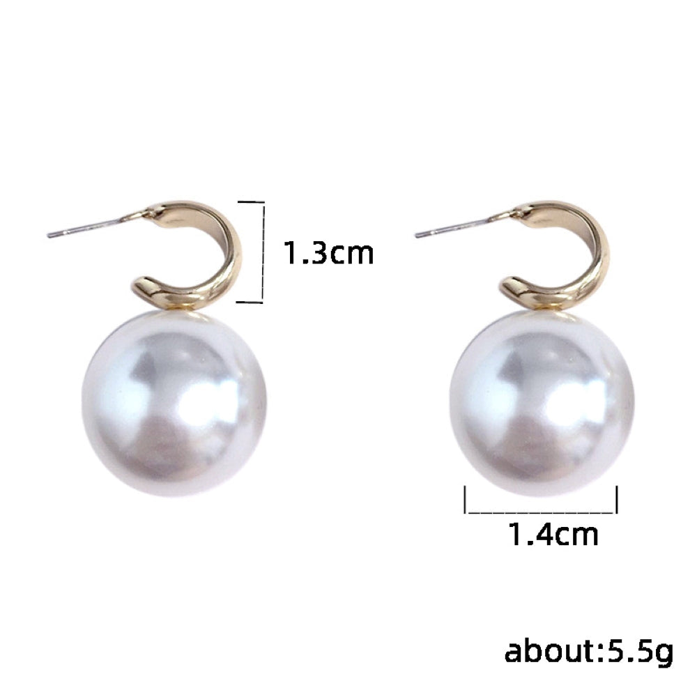 Luxury Gold Tone White Pearl Earrings