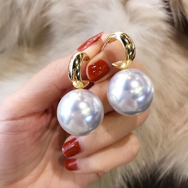 Luxury Gold Tone White Pearl Earrings