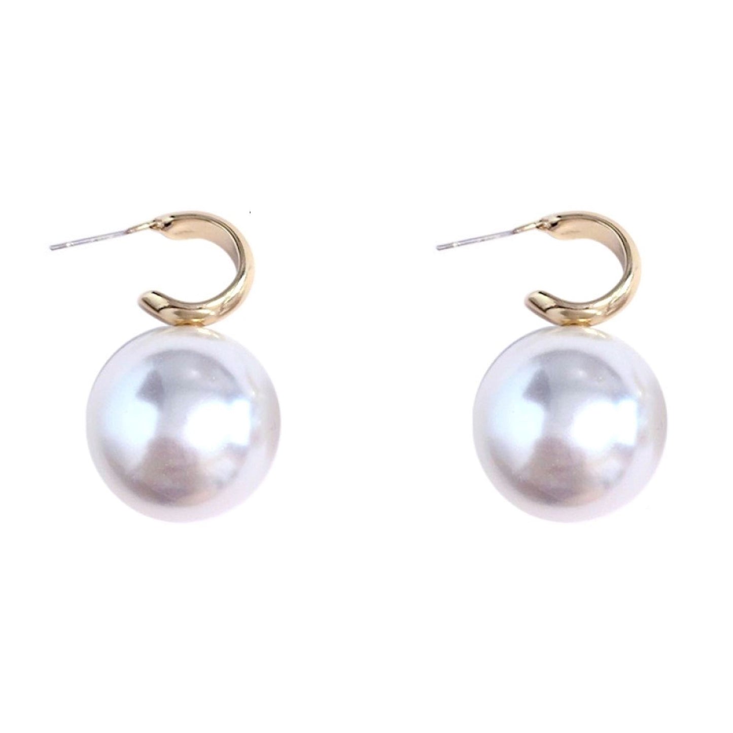Luxury Gold Tone White Pearl Earrings