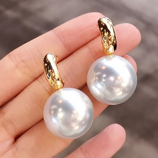 Luxury Gold Tone White Pearl Earrings