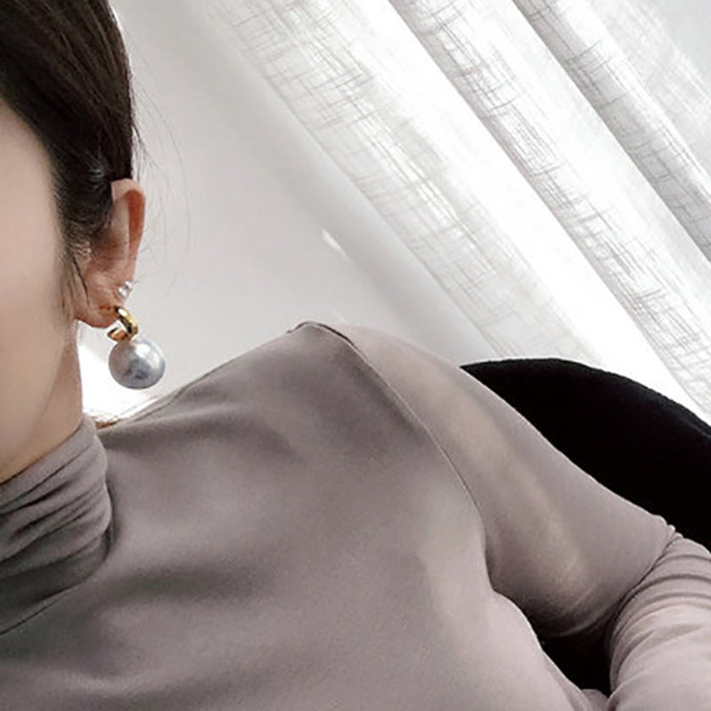 Luxury Gold Tone White Pearl Earrings