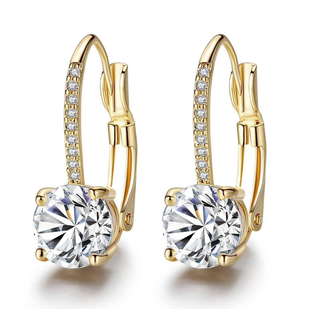 Golden Earrings Made with Crystal
