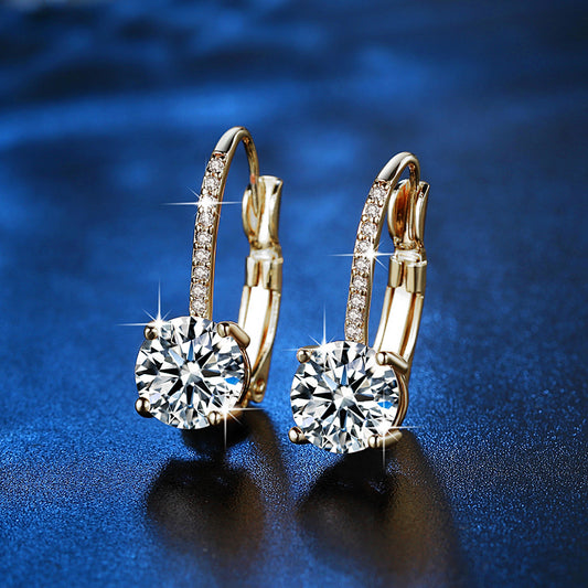 Golden Earrings Made with Crystal