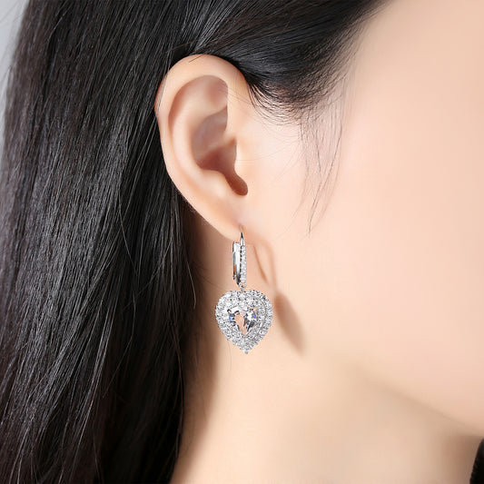 Leverback Clasp Heart Earrings with Premium Crystals