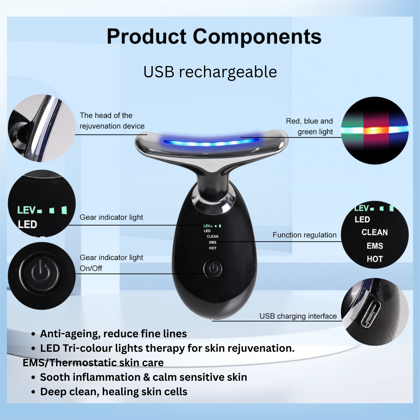 Aolemon Face & Neck Lifting Massager - At-Home Skin Tightening & Anti-Aging Device